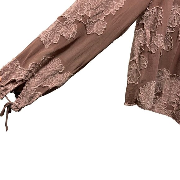 Wilfred Aritzia Lourdes Floral Embroidered Long Sleeve  Mauve Blouse Size M - Picture 7 of 10